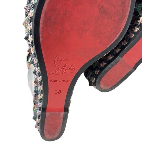 Christian Louboutin Sandals Pyraclou Studded Patent Leather Platform Wedges 38 - Picture 7 of 7